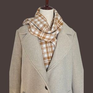 Timberland Plaid Knit Scarf NWT | Caramel Cream | Cozy Winter Neutral OS
